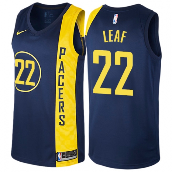 Men's Nike Indiana Pacers #22 T. J. Leaf Swingman Navy Blue NBA Jersey - City Edition - Ujersey