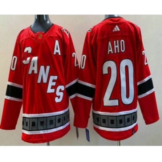 Men's Carolina Hurricanes #20 Sebastian Aho Red 2022 Reverse Retro Authentic Jersey - Ujersey