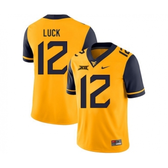 West Virginia Mountaineers 12 Oliver Luck Gold College Football Jersey - Ujersey