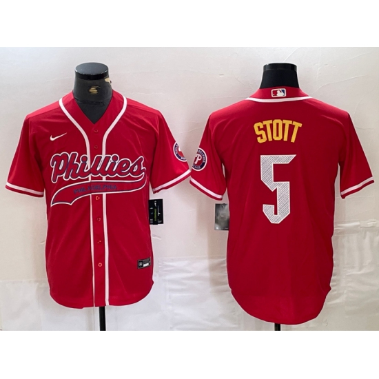Men's Philadelphia Phillies #5 Bryson Stott Red Cool Base Stitched Baseball Jersey - Ujersey
