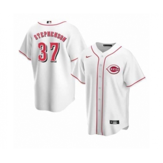 Men's Cincinnati Reds #37 Tyler Stephenson White Stitched MLB Cool Base Nike Jersey - Ujersey