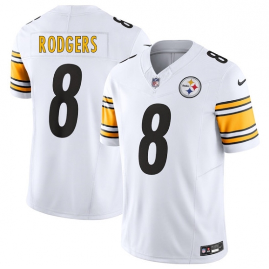 Men's Pittsburgh Steelers #8 Aaron Rodgers White 2025 F.U.S.E. Vapor Limited Football Stitched Jersey - Ujersey