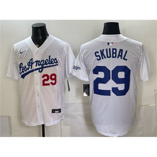 Men's Los Angeles Dodgers #29 Tarik Skubal White Alternate Stadium Stitched Baseball Jersey - Ujersey