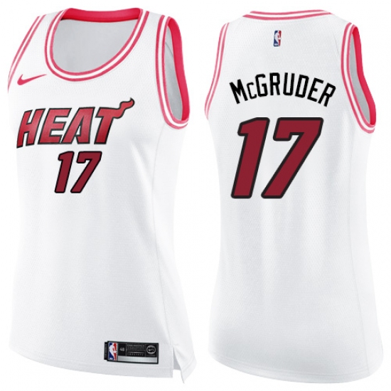 Women's Nike Miami Heat #17 Rodney McGruder Swingman White Pink Fashion NBA Jersey - Ujersey