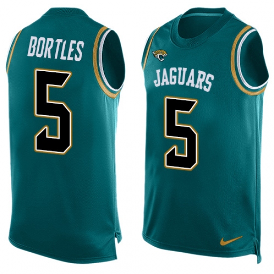 Men's Nike Jacksonville Jaguars #5 Blake Bortles Limited Teal Green Player Name & Number Tank Top NFL Jersey