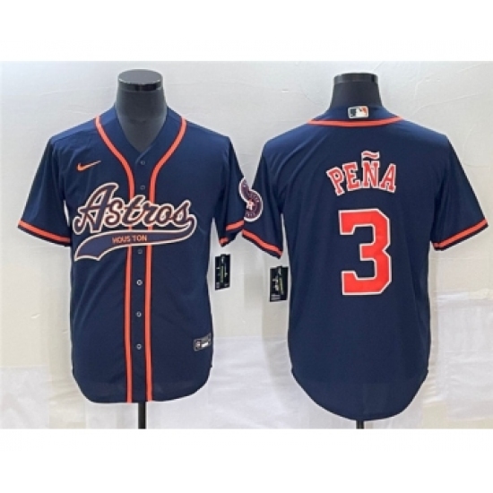 Men's Houston Astros #3 Jeremy Pena Navy Cool Base Stitched Baseball Jersey - Ujersey
