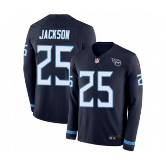 Youth Nike Tennessee Titans #25 Adoree' Jackson Limited Navy Blue Therma Long Sleeve NFL Jersey - Ujersey