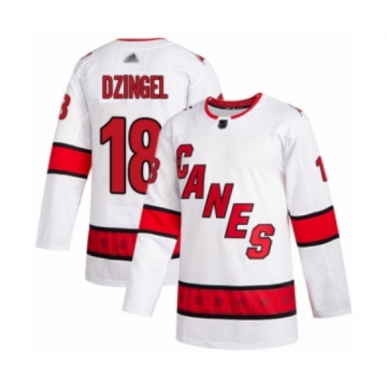 Men's Carolina Hurricanes #18 Ryan Dzingel Authentic White Away Hockey Jersey - Ujersey