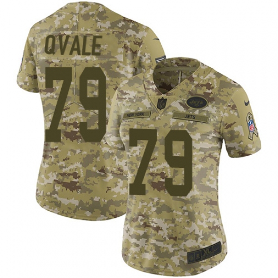 Women's Nike New York Jets #79 Brent Qvale Limited Camo 2018 Salute to Service NFL Jersey - Ujersey
