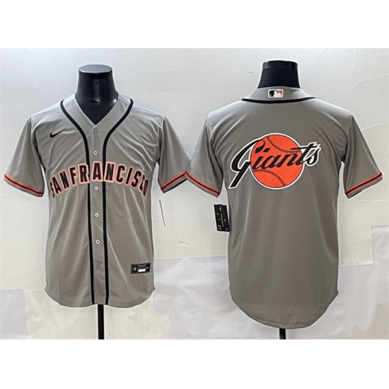 Men's San Francisco Giants Gray Team Big Logo Cool Base Stitched Jersey - Ujersey