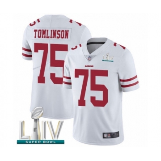 Men's San Francisco 49ers #75 Laken Tomlinson White Vapor Untouchable Limited Player Super Bowl LIV Bound Football Jersey - Ujersey
