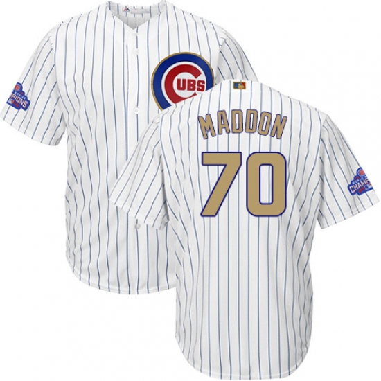 Youth Majestic Chicago Cubs #70 Joe Maddon Authentic White 2017 Gold Program Cool Base MLB Jersey - Ujersey