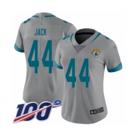 Women's Jacksonville Jaguars #44 Myles Jack Silver Inverted Legend Limited 100th Season Football Jersey