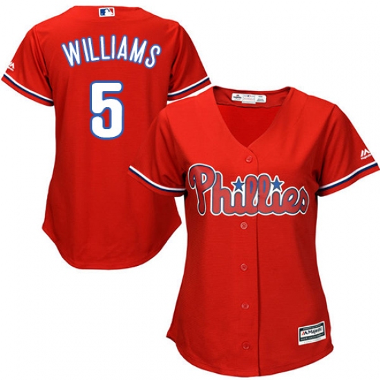 Women's Majestic Philadelphia Phillies #5 Nick Williams Replica Red Alternate Cool Base MLB Jersey - Ujersey
