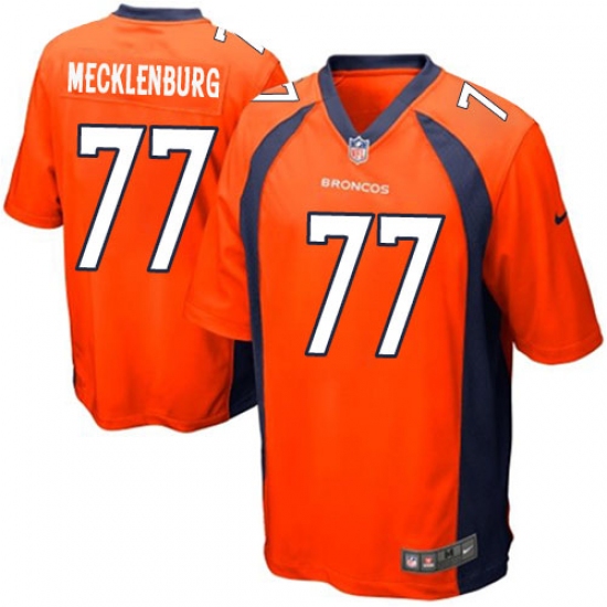 Men's Nike Denver Broncos #77 Karl Mecklenburg Game Orange Team Color NFL Jersey - Ujersey