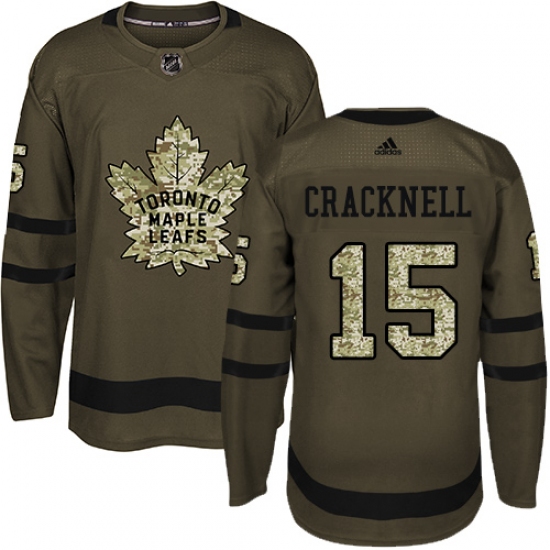 Men's Adidas Toronto Maple Leafs #15 Adam Cracknell Authentic Green Salute to Service NHL Jersey - Ujersey