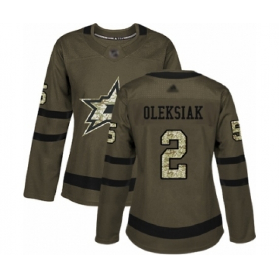 Women's Dallas Stars #2 Jamie Oleksiak Authentic Green Salute to Service Hockey Jersey - Ujersey