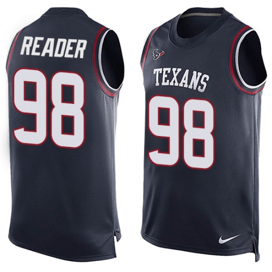 Men's Nike Houston Texans #98 D.J. Reader Limited Navy Blue Player Name & Number Tank Top NFL Jersey - Ujersey