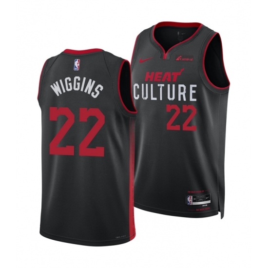 Men's Miami Heat #22 Andrew Wiggins Black 2025 City Edition Stitched Basketball Jersey
