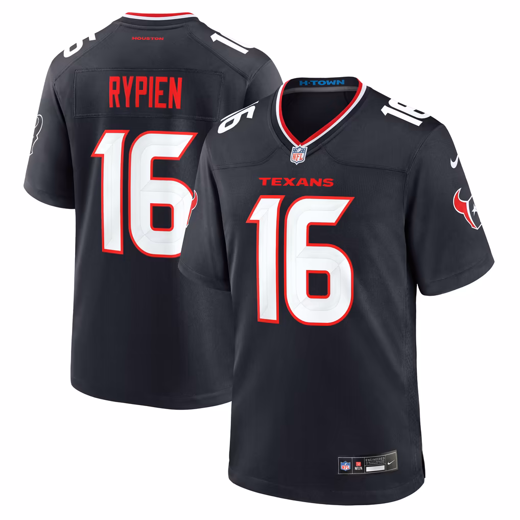 Men's Houston Texans Brett Rypien Nike Navy Team Game Jersey - U-jersey