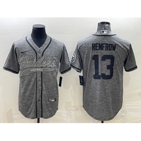 Men's Las Vegas Raiders #13 Hunter Renfrow Gray With Patch Cool Base Stitched Baseball Jersey - Ujersey