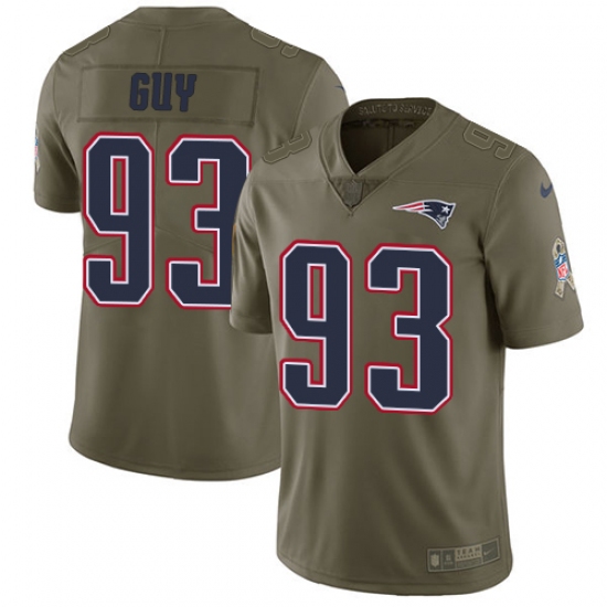 Men's Nike New England Patriots #93 Lawrence Guy Limited Olive 2017 Salute to Service NFL Jersey - Ujersey