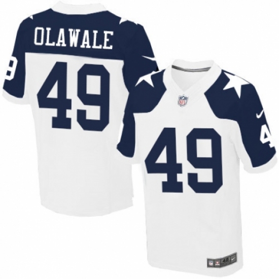 Men's Nike Dallas Cowboys #49 Jamize Olawale Elite White Throwback Alternate NFL Jersey - Ujersey