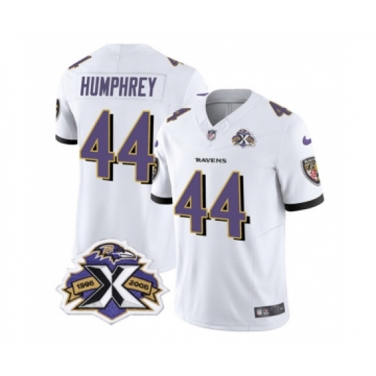 Men's Nike Baltimore Ravens #44 Marlon Humphrey White 2023 F.U.S.E Throwback Vapor Limited Stitched Jersey - Ujersey