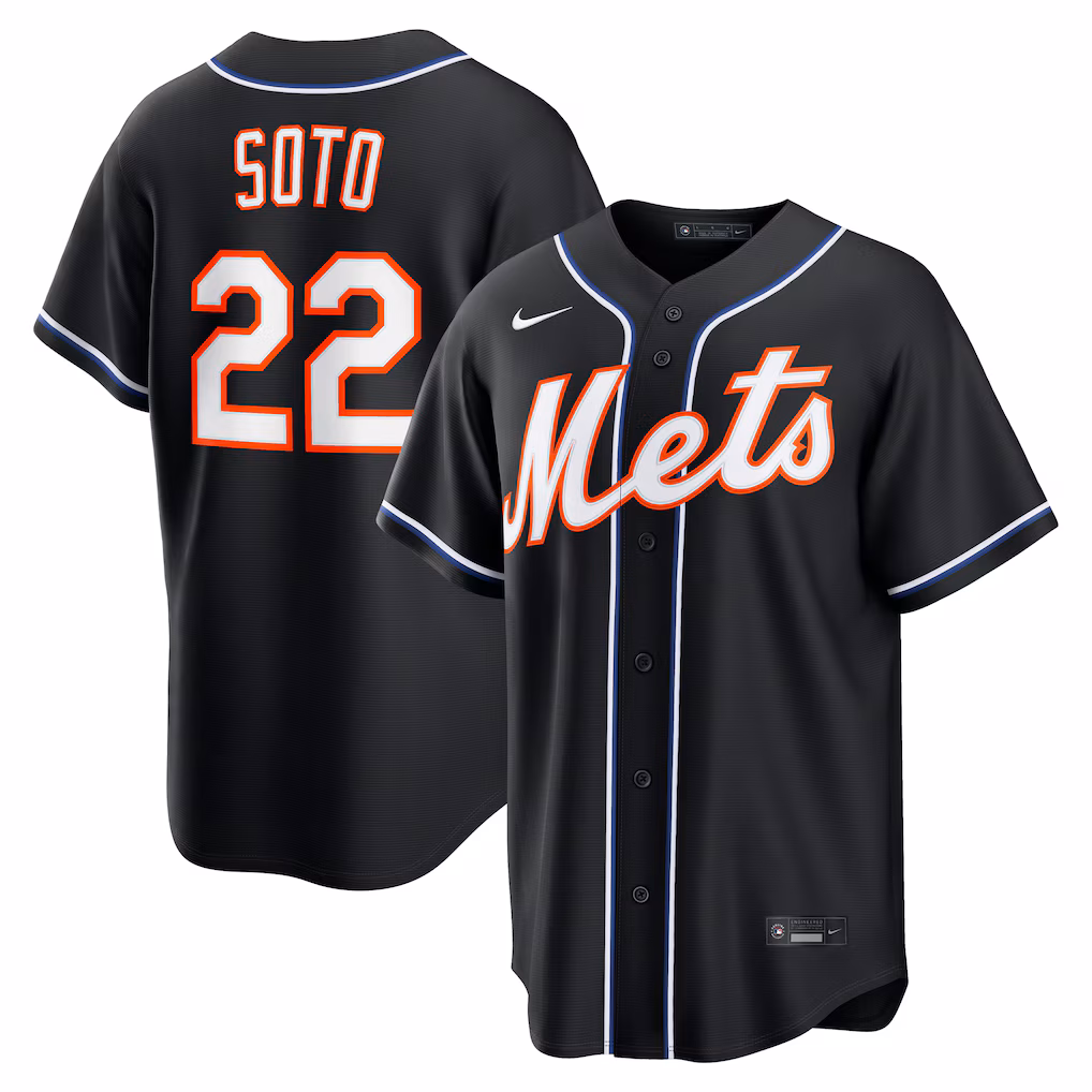 Men's New York Mets Juan Soto Nike Fashion Replica Black Out Jersey