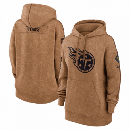 Women's Tennessee Titans Nike Brown 2023 Salute to Service Pullover Hoodie - Ujersey