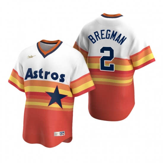Men's Nike Houston Astros #2 Alex Bregman White Orange Cooperstown Collection Home Stitched Baseball Jersey - Ujersey