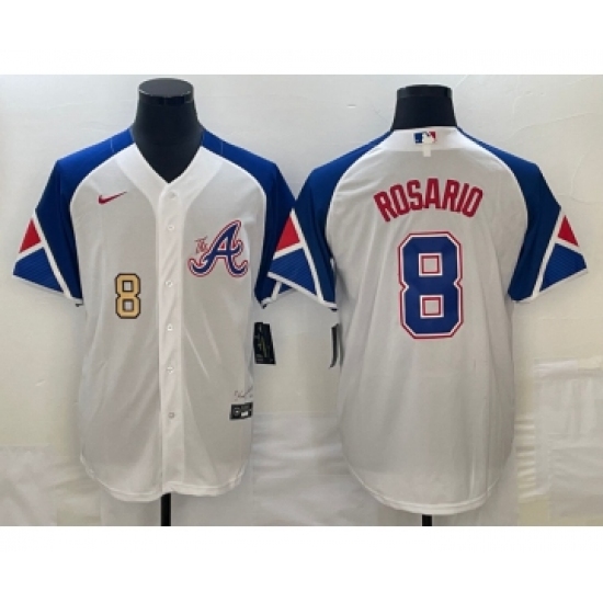 Men's Atlanta Braves #8 Eddie Rosario Number White 2023 City Connect Cool Base Stitched Jerseys - Ujersey