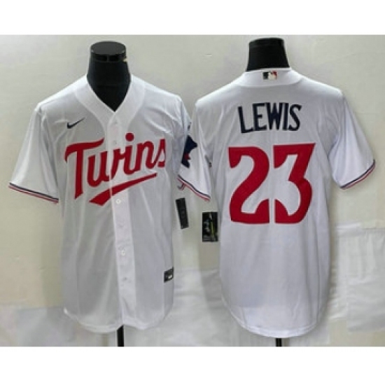 Men's Nike Minnesota Twins #23 Royce Lewis White Red Stitched MLB Cool Base Jersey - Ujersey