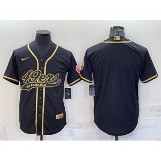 Men's San Francisco 49ers Blank Black Gold With Patch Cool Base Stitched Baseball Jersey - Ujersey