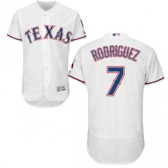 Men's Majestic Texas Rangers #7 Ivan Rodriguez White Flexbase Authentic Collection MLB Jersey - Ujersey