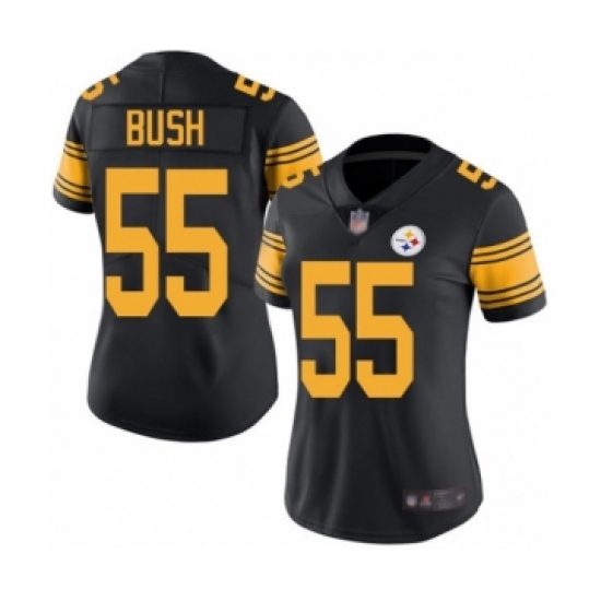 Women's Pittsburgh Steelers #55 Devin Bush Limited Black Rush Vapor Untouchable Football Jersey - Ujersey