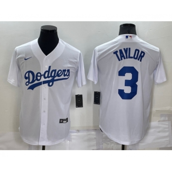 Men's Los Angeles Dodgers #3 Chris Taylor White Stitched MLB Cool Base Nike Jersey - Ujersey