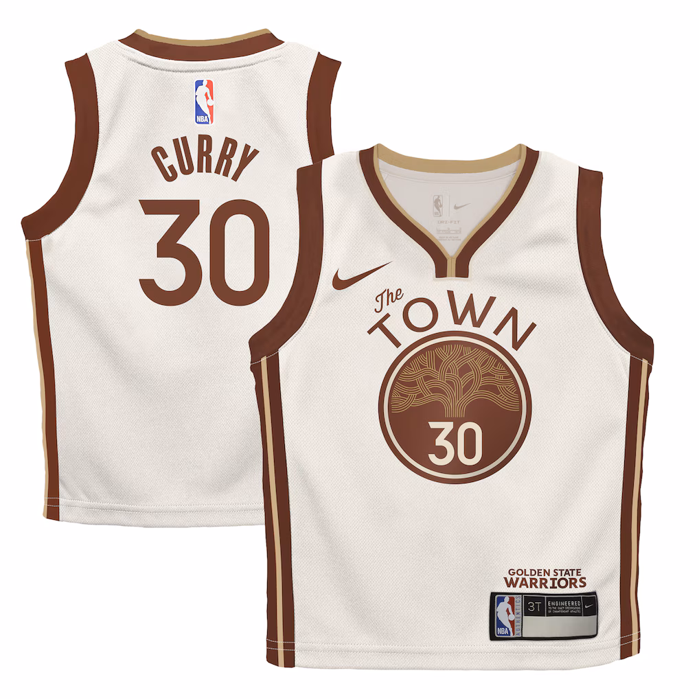 Preschool Golden State Warriors Stephen Curry Nike Tan 2025/26 City Edition Swingman Jersey - Ujersey