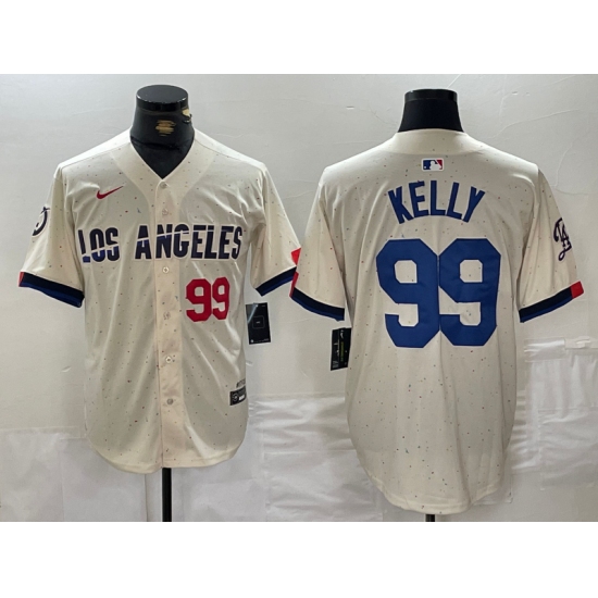 Men's Los Angeles Dodgers #99 Joe Kelly Number Cream 2024 City Connect Limited Stitched Jersey - Ujersey
