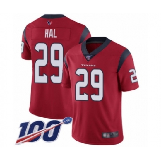 Men's Houston Texans #29 Andre Hal Red Alternate Vapor Untouchable Limited Player 100th Season Football Jersey - Ujersey