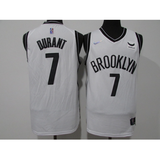 Men's Brooklyn Nets #7 Kevin Durant White 75th Anniversary Diamond Stitched Jersey - Ujersey