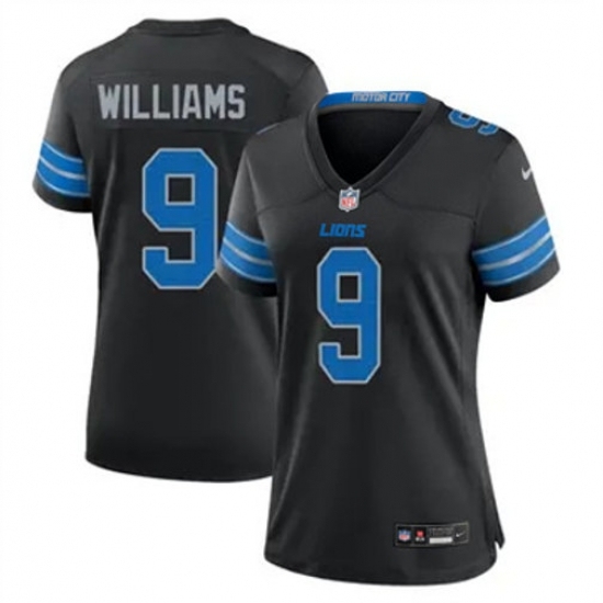 Women Detroit Lions #9 Jameson Williams black 2024 F U S E Vapor Limited Stitched Jersey - Ujersey