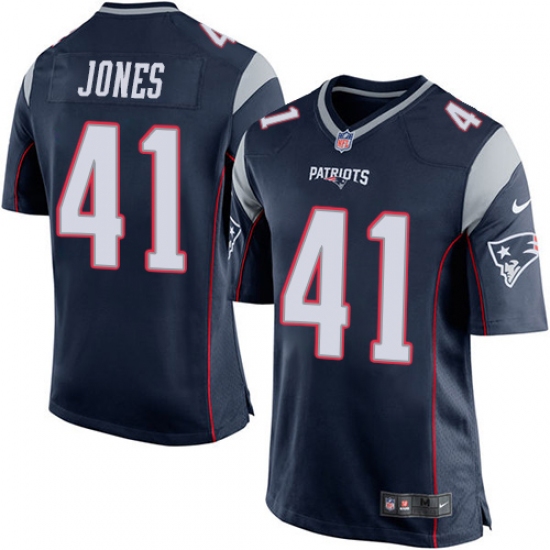 Men's Nike New England Patriots #41 Cyrus Jones Game Navy Blue Team Color NFL Jersey - Ujersey