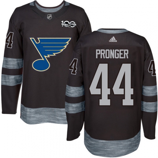 Men's Adidas St. Louis Blues #44 Chris Pronger Authentic Black 1917-2017 100th Anniversary NHL Jersey - Ujersey
