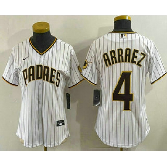 Women's San Diego Padres #4 Luis Arraez White Cool Base Stitched Jersey - Ujersey