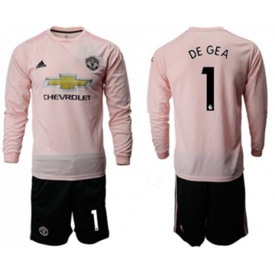 Manchester United #1 De Gea Away Long Sleeves Soccer Club Jersey