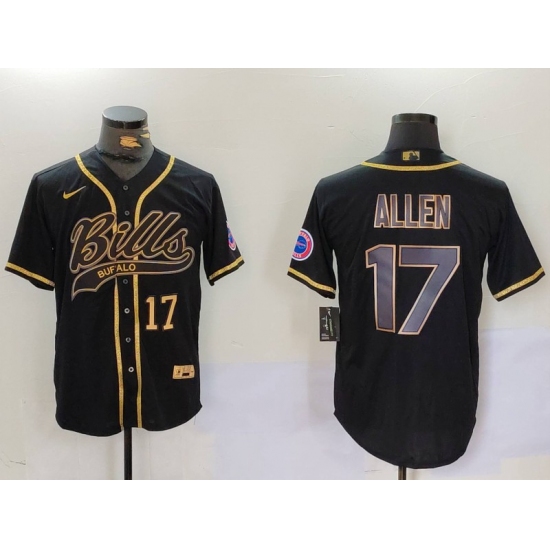 Men's Buffalo Bills #17 Josh Allen Black Cool Base Stitched Baseball Jersey - Ujersey