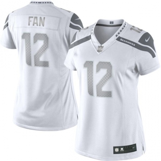 Women's Nike Seattle Seahawks 12th Fan Limited White Platinum NFL Jersey - Ujersey