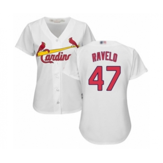 Women's St. Louis Cardinals #47 Rangel Ravelo Authentic White Home Cool Base Baseball Player Jersey - Ujersey