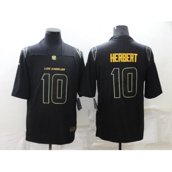 Men's Los Angeles Chargers #10 Justin Herbert Black Gold Throwback Limited Jersey - Ujersey